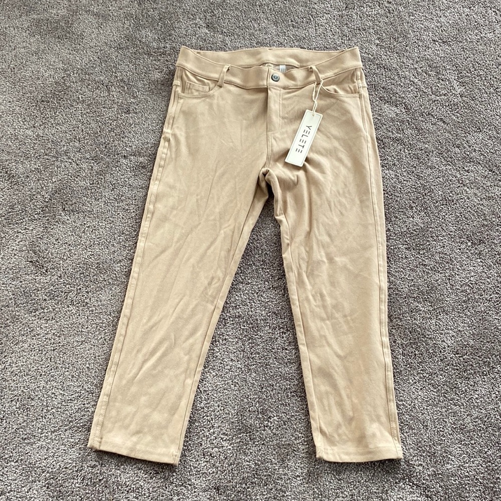 Yelete Beige Stretch Skinny Pants NWT SIZE L Pull On Casual Office
